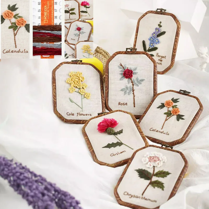 Handmade Embroidery DIY Bag for Beginners with 3D Flowers