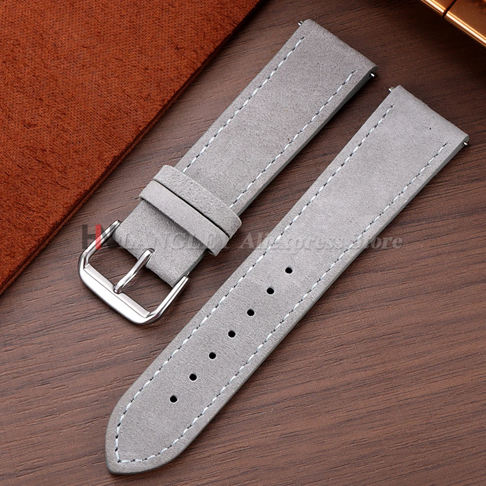 Vintage Brown Genuine Suede Cowhide Watch Strap with Quick Release