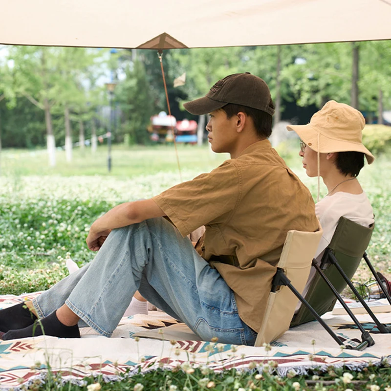 Foldable Camping Chair Outdoor Garden Park Single Lazy Chair Backrest Cushion Picnic Camping Folding Back Beach Chairs