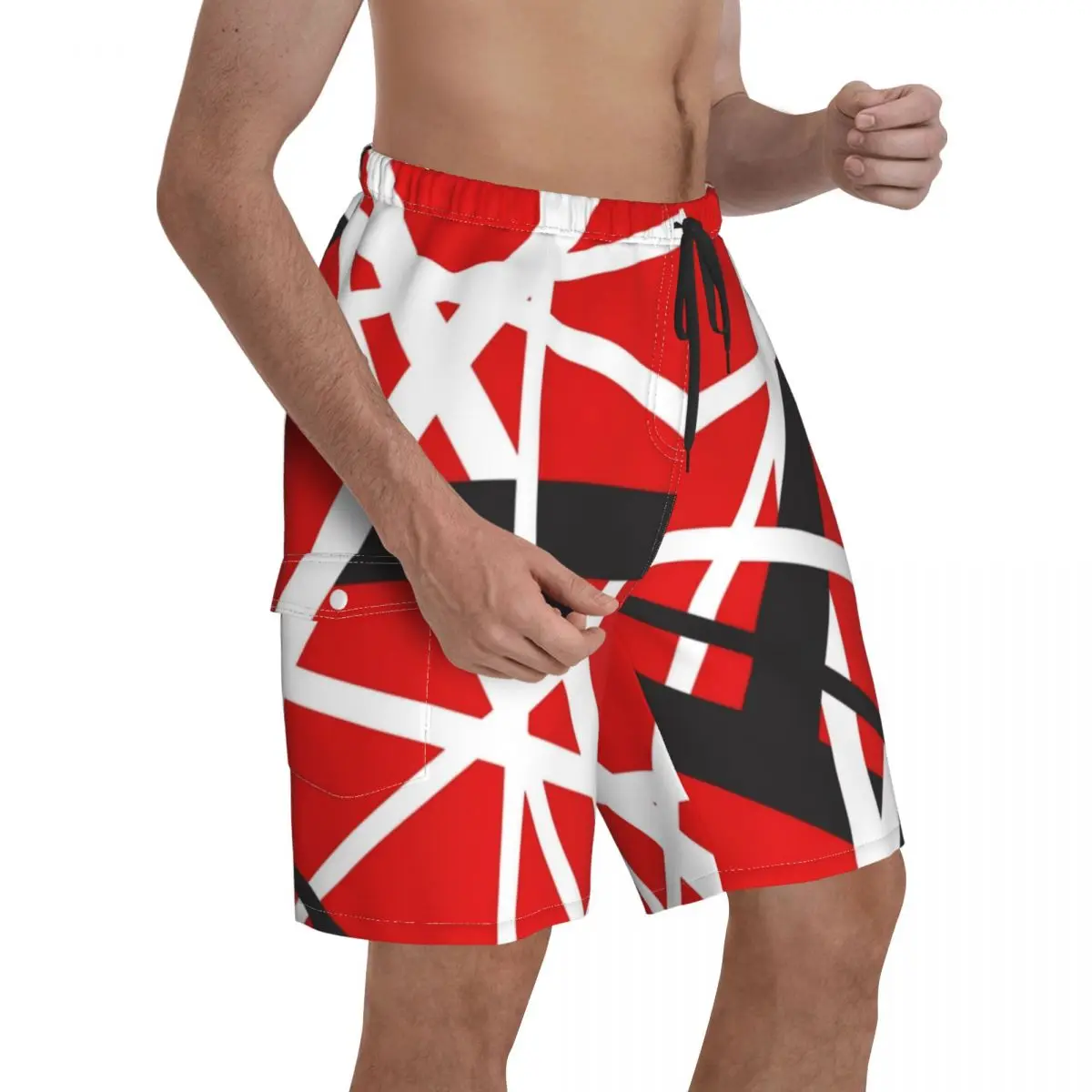Van Halen Board Shorts EVH 5150 STRIPES Pattern Beach Shorts Males Printing Plus Size Swim Trunks Gift Idea