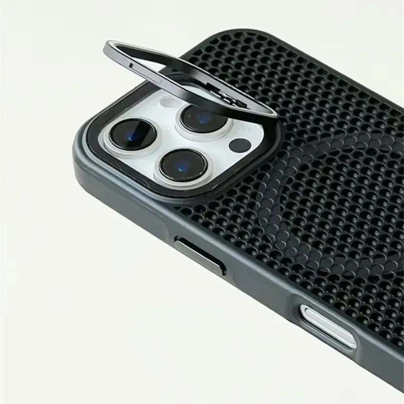 Honeycomb Mesh Cooling MagSafe Case with Alloy Lens Bracket and Wireless Charging Cover