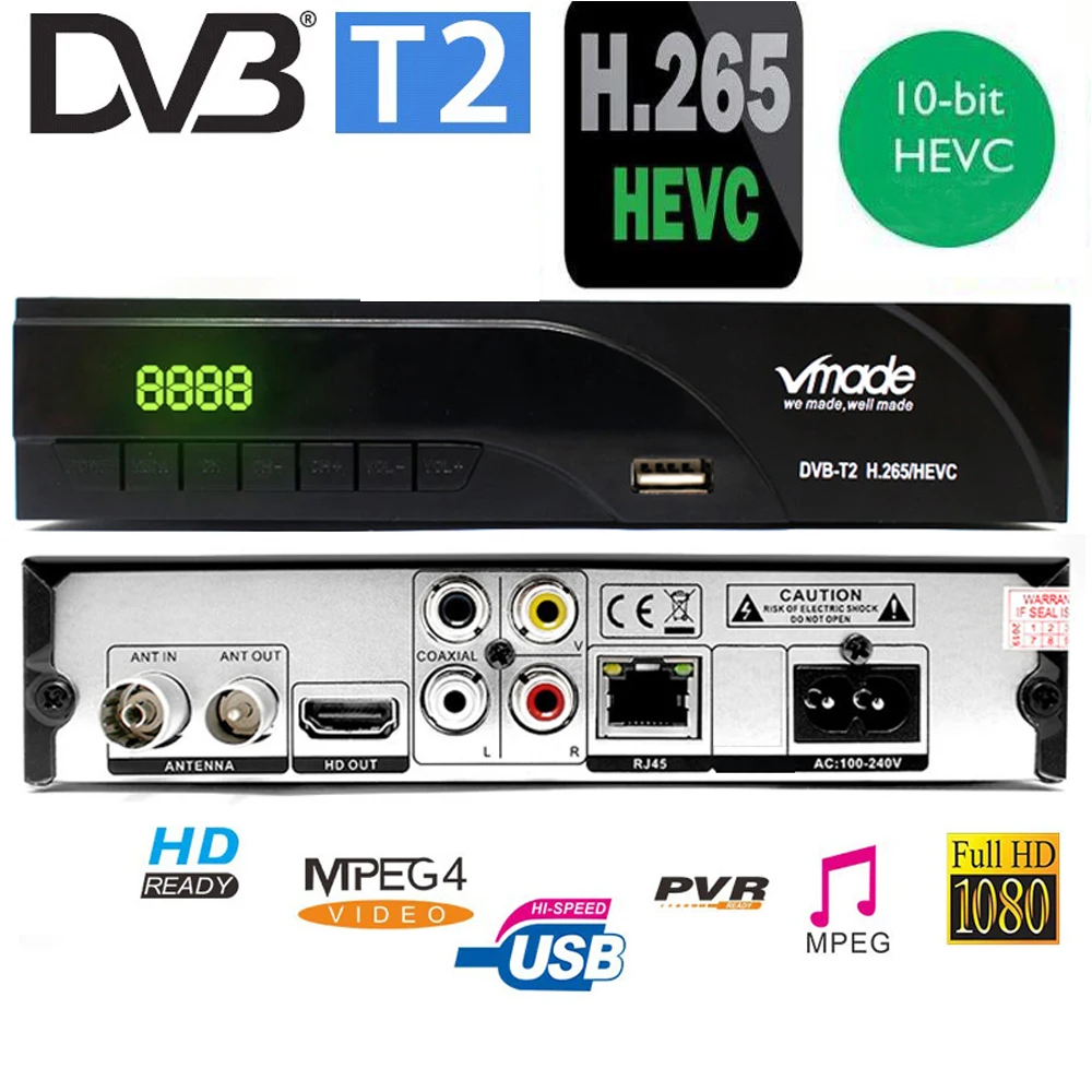 Conversor de Receptor Digital com Dolby Ac3 Dvb-t2 H.265 Hevc H.264 H265 Decorder de Código 10bit Chipconjunto 7t10e Bélgica Mais Recente