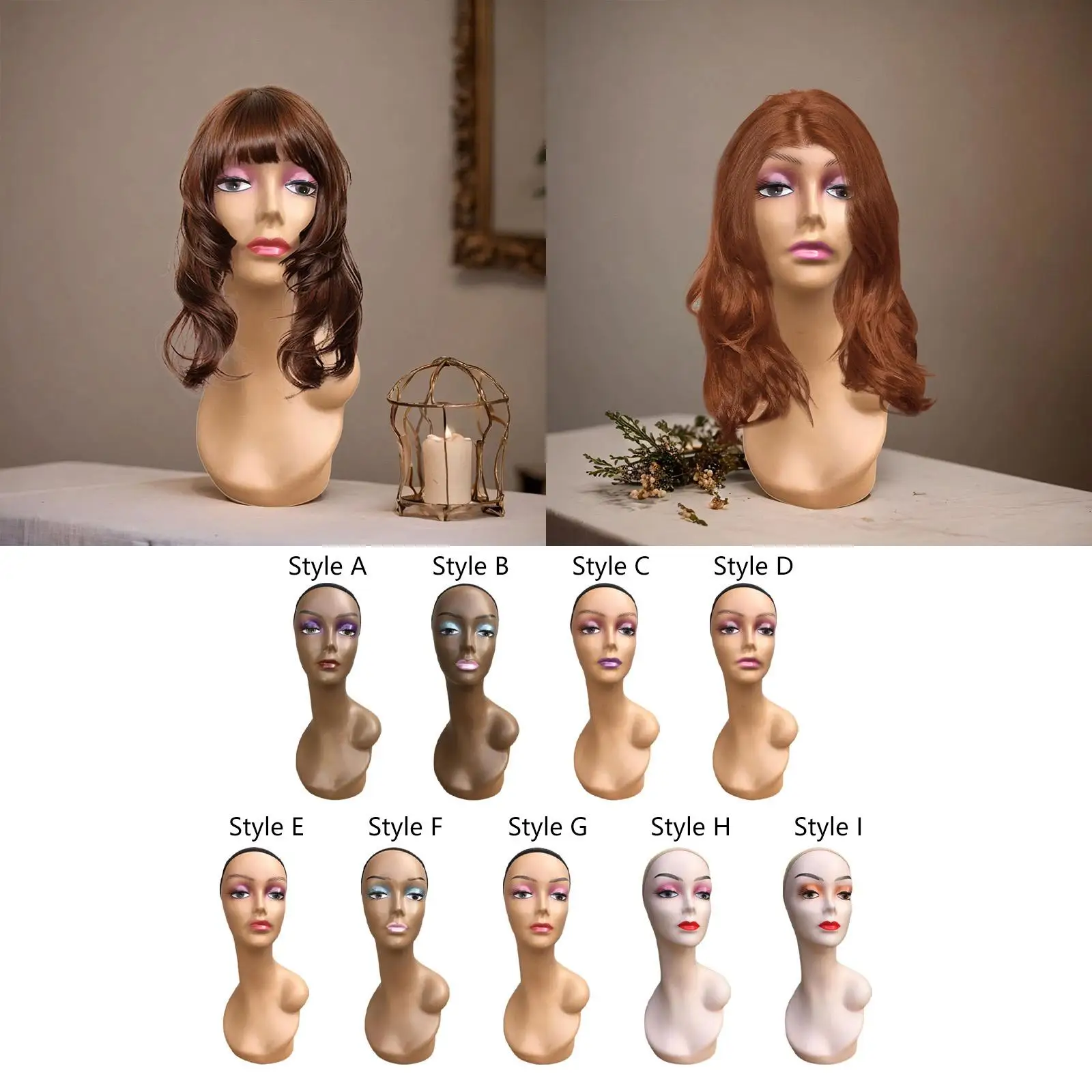 Bald Mannequin Head , ,Female Training Head Wigs Display Model Makeup, Bald Manikin Head Doll Head for Home ,Wig Making Hat