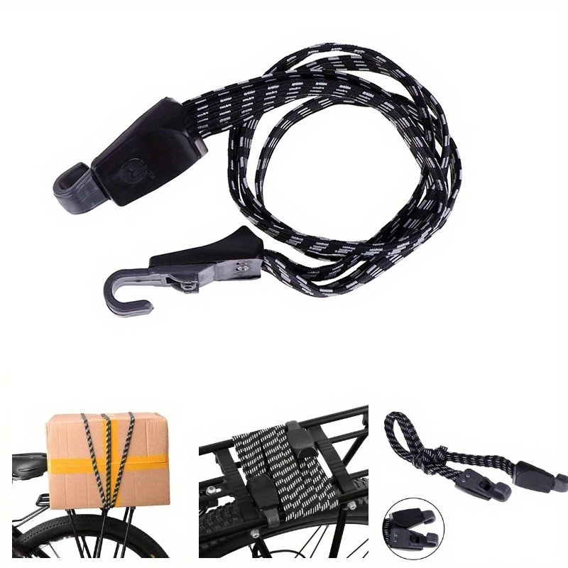Bicycle Luggage Rope Elastic Carrier Rack Straps Elastic Rubber Belt Buckle Rope Belt with Hook Mountain Bike Bag Accessories