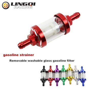 LING QI 8mm CNC 알루미늄 합금 유리 오토바이 가스 연료 가솔린 오일 필터, ATV 더트 피트 자전거 모토크로스용 모토 액세서리