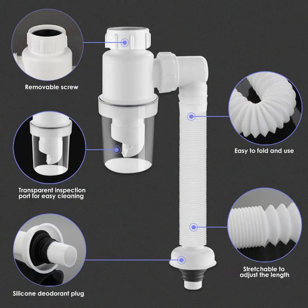 Description Picture 2 of itemSink Drain Pipe Sewer Drain Hose Telescopic Flexible Washing Basin Sink Drain Tube Kitchen Sink Bathroom  Accessories