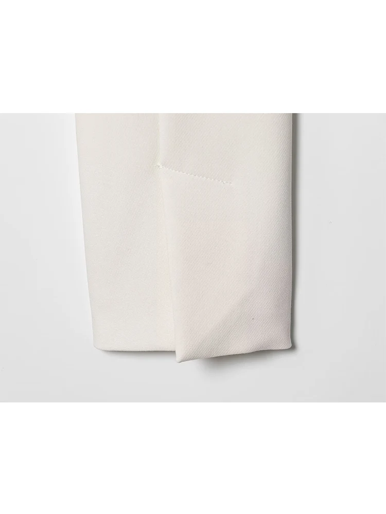 Fashion Women Stand Collar Short Jacket Elegant Solid White Slim Fit Office Ladies Simple Daily Commuting Female Clothing