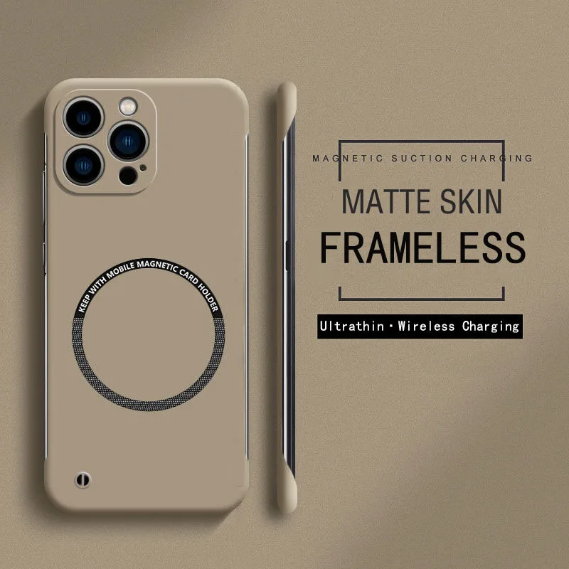 Frameless Ultra-Slim Magnetic Matte Phone Case with Hard PC Back Cover