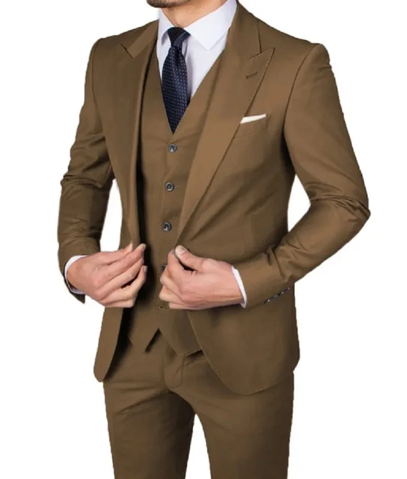 Burgundy Men Suits 3 Pcs Groom Wear Wedding Suits Formal Tuxedo Party Best Man Blazer Costume Homme Slim Fit Terno