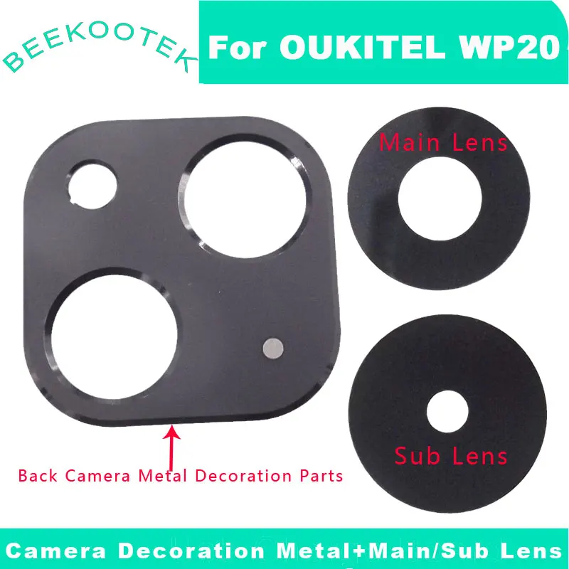 

New Original OUKITEL WP20 Rear Main Sub Camera Lens Glass Cover Back Camera Decoration Metal Parts For OUKITEL WP20 Smart Phone