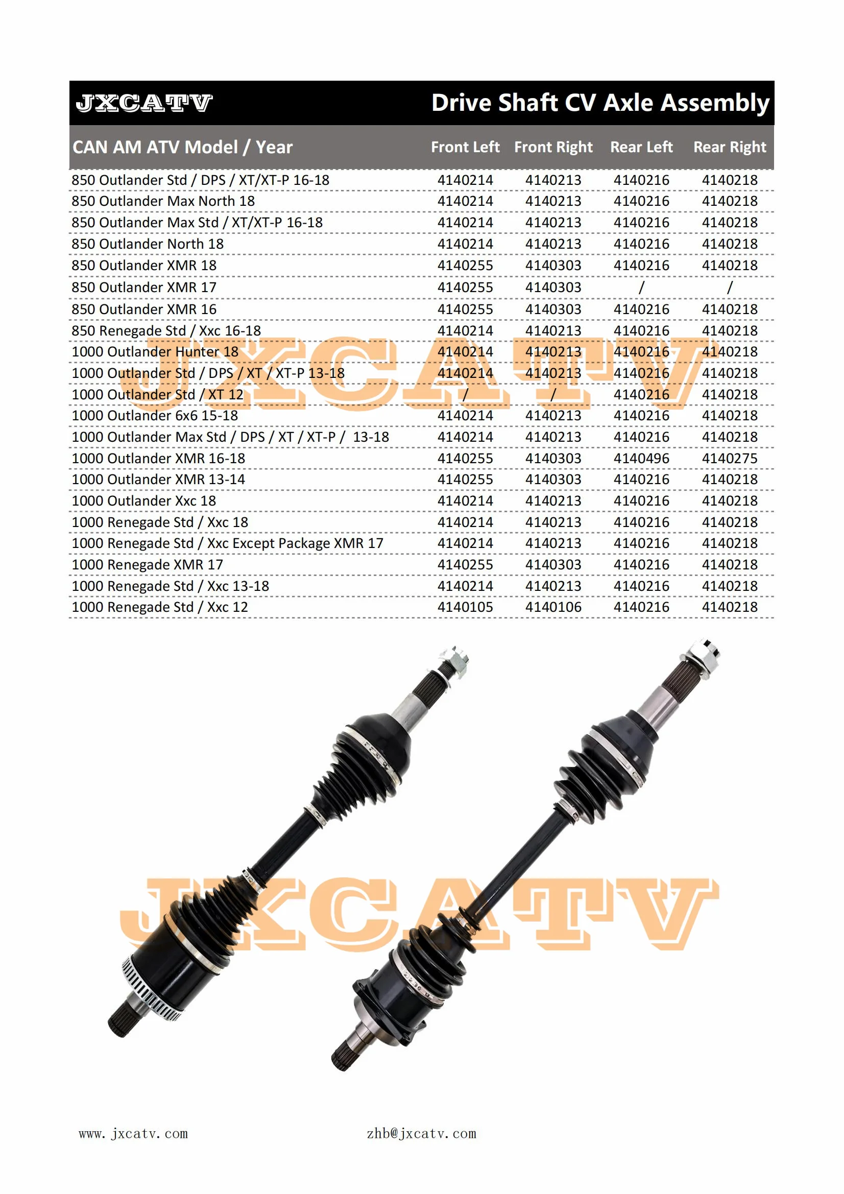 Can Am CV Axle Chabushi Front Right CV Axle Shaft For Can-Am Outlander & Renegade ATVs - 705401703 Replacement Can-am Cv Axle