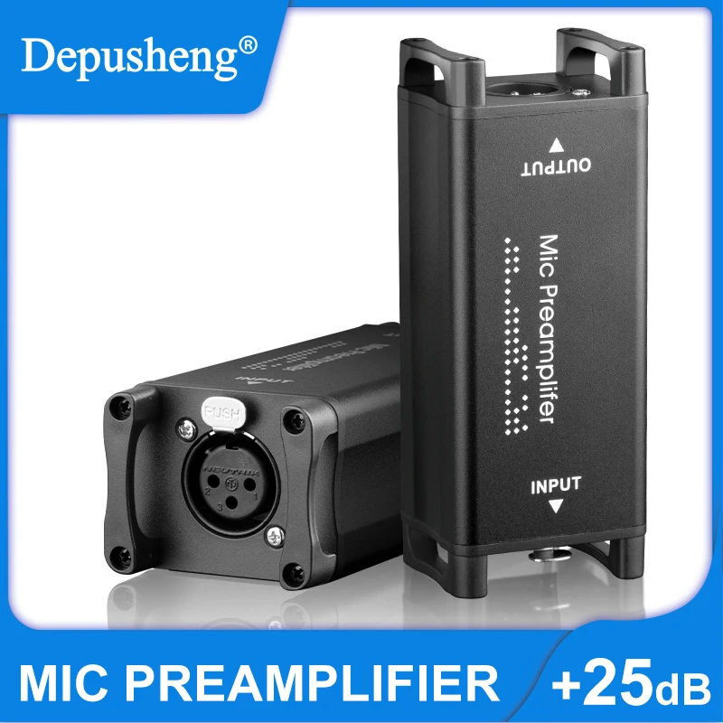 

Microphone Preamp Gain Booster Depusheng MX2 for Dynamic & Condenser Mic Max 75db Gain for Vocal Podcast Home Studio Recording