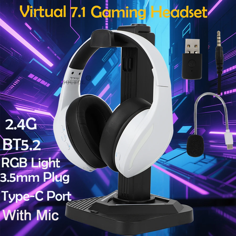 MB 2.4GHz Wireless Gaming Headset with Mic for PS5 PS4 PC Mac Playstation Bluetooth Gaming headphone with Microphone 1