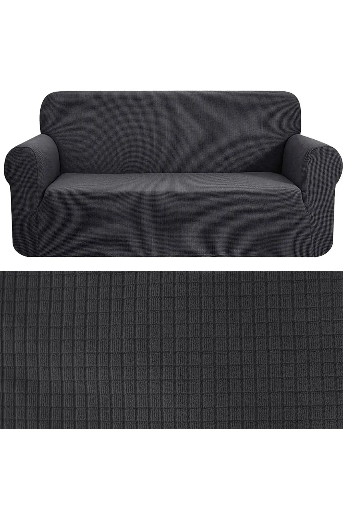 

Flexible Wicable Square Pattern Berjer With Stretch Tire Three Seater Cover Case Cotton-Polyester 180x220 Grey 230