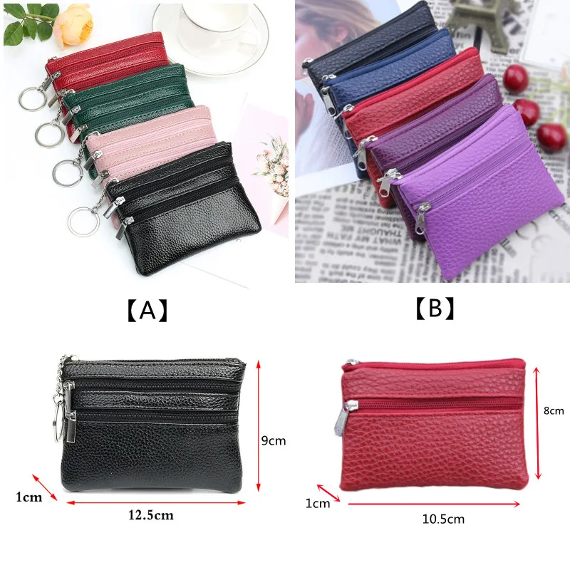 Women Men Kids Mini Wallet Double Zipper Coin Purse Multifunctional Small Coin Credit Card Key Ring Wallet
