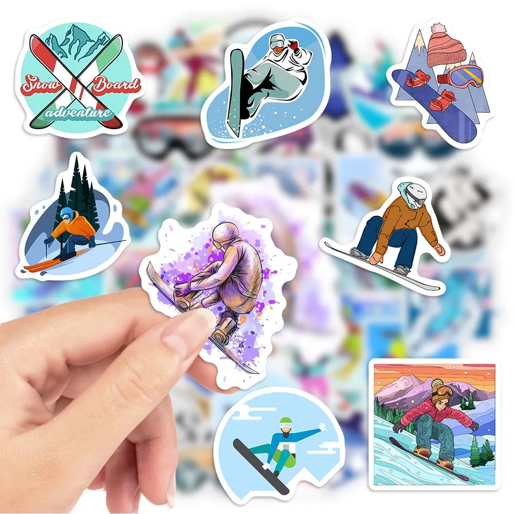 Winter Ski Snowboard Adventure Sports Cartoon Girl Kid's Gift Graffiti DIY Sketch Phone Laptop Scrapbooking Waterproof Stickers for Cartoon Stickers Decorative Stickers Adhesive Stickers
