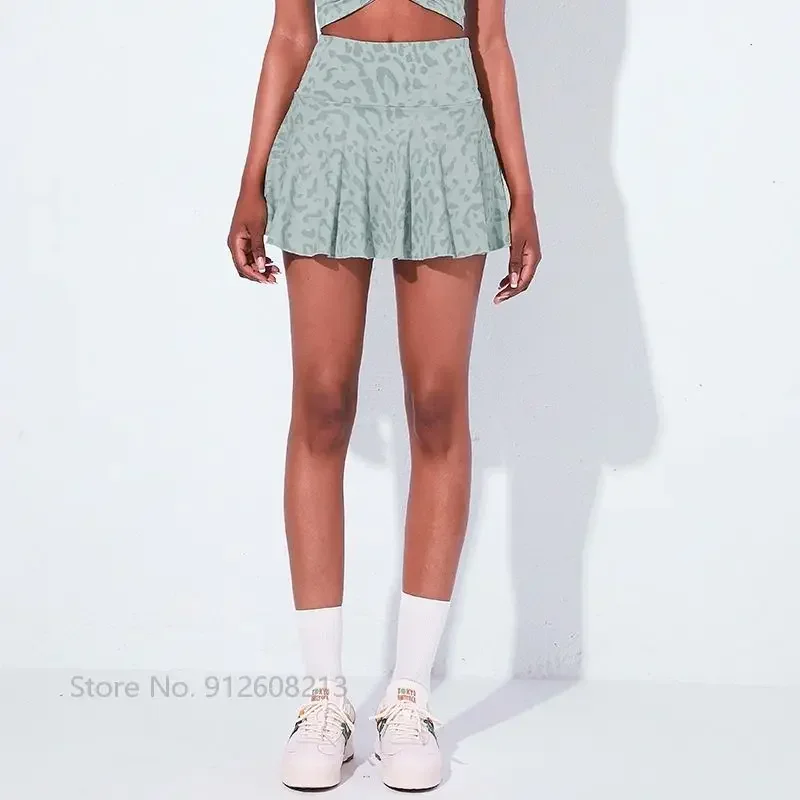 2 Pcs Prints Sports Crop Tops Women Sleeveless Tennia Shirts Ladies Pleated Tnnis Skirts Tennis Workout Clothes Sportswear Gym