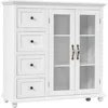 Buffet Sideboard, Wood Storage Cabinet, Console Table with 4 Drawers, 2-Door Credenza, Living Room Dining Room Furniture 1