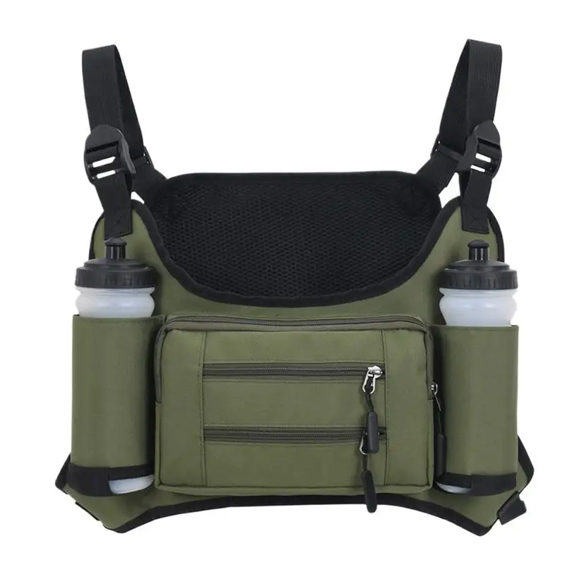 Running Chest Pack For Men Multi Pocket Storage Pouch Vest Bag Chest Pack Outdoor Workout Vest With Water Bottle Pouch For Sport 5