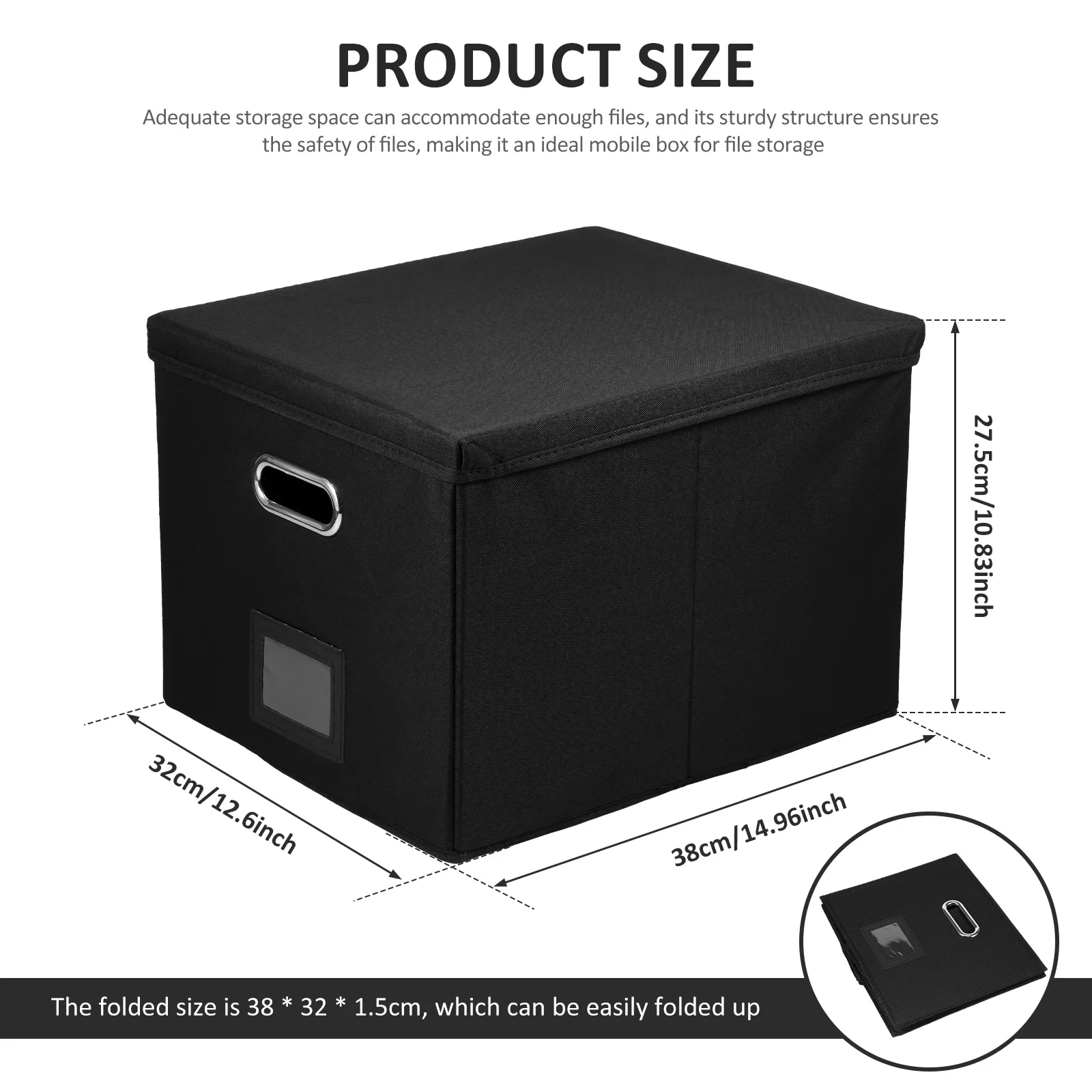 Folding File Storage Box Hanging File Filing Box with Label Slot Fabric Folder Organizer Box Portable Organizer Box with Lid 6