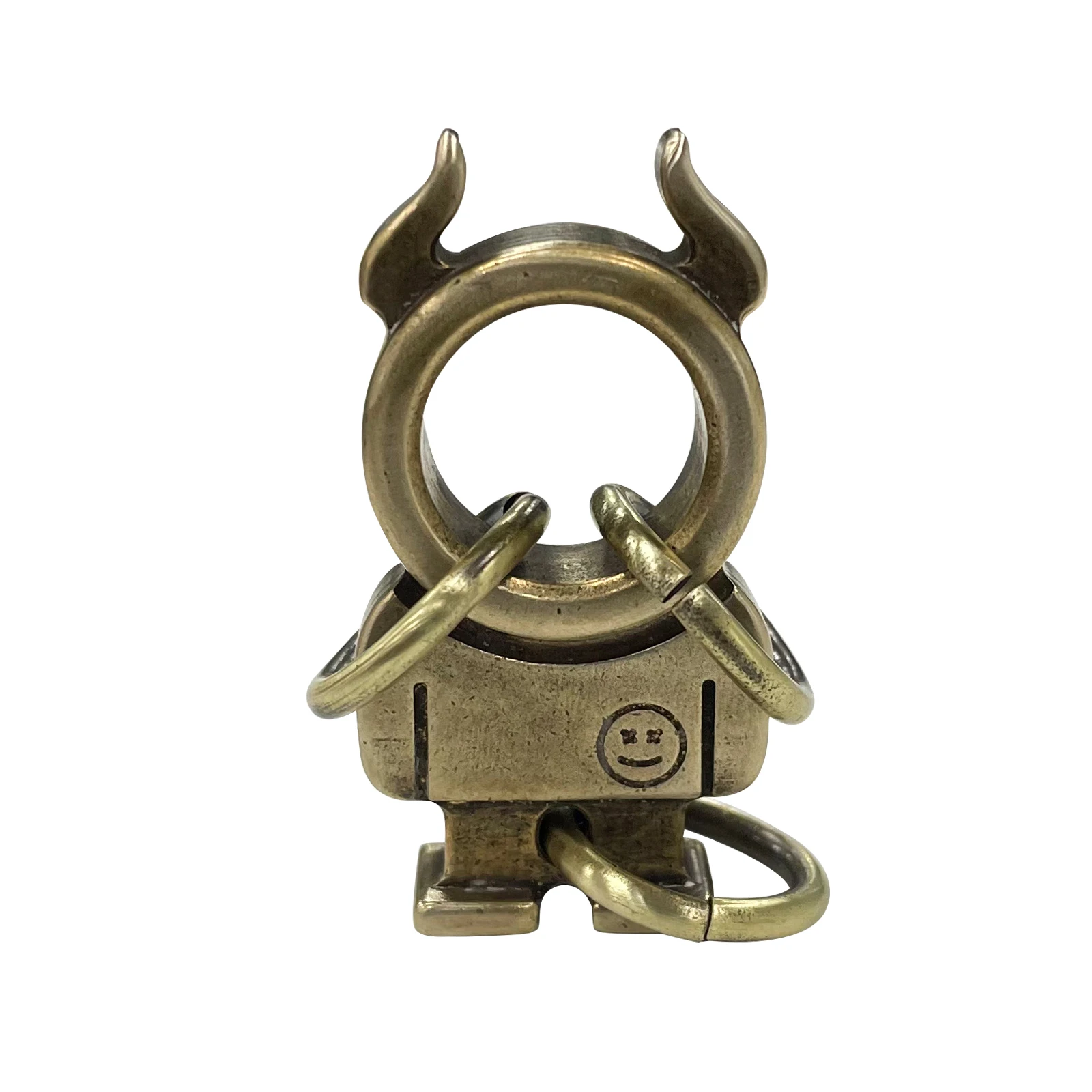 EDC Brass Beads Demon Cute Sad Face Key Ring Bottle Opener Keychain Decoration paracord accessories outdoor accessories paracord keychain