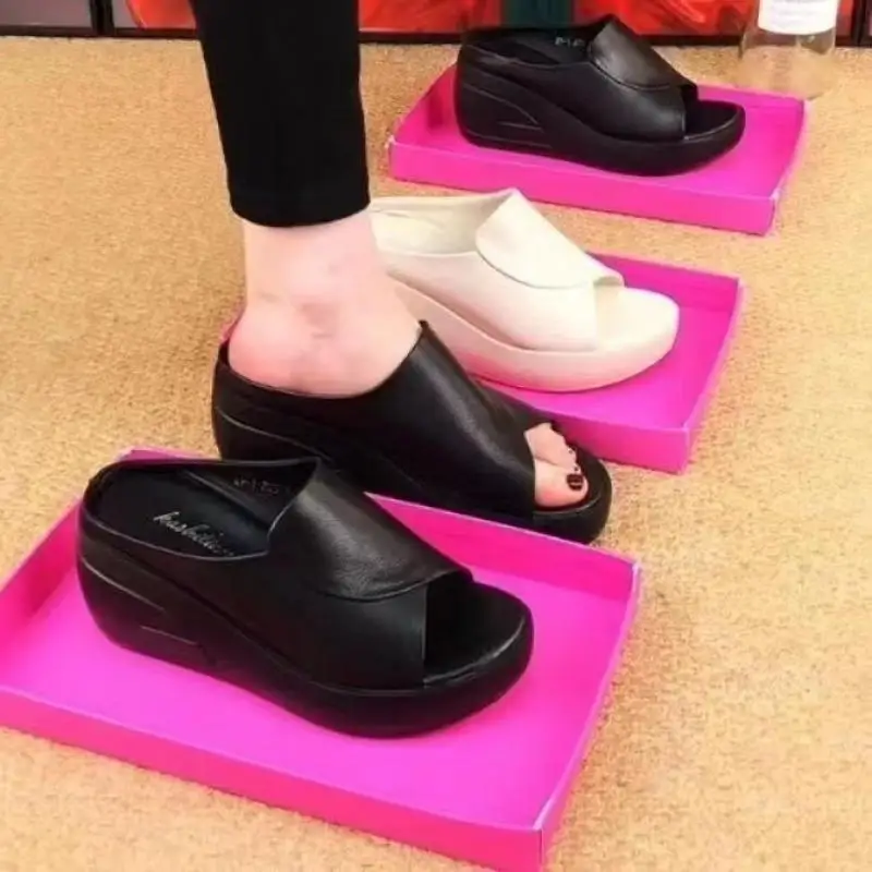 Summer Women Slipper Shoes Solid Color Casual Female Shoes Slip On Open Toe Walking Wedge Sandals Footwear Zapatillas Mujer women sandals,women wedges heels shoes