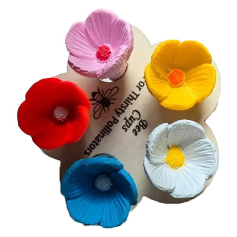 5Pcs Bee Insect Drinking Cup Resin Flower For Beekeeping