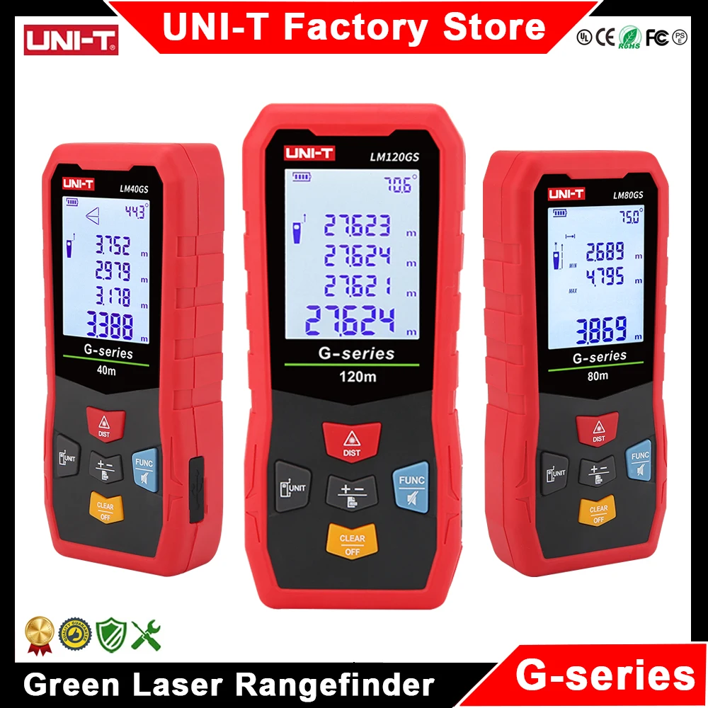UNI-T Digital Rangefinder Green Laser Distance Meter LM40GS LM50GS LM60GS LM80GS LM100GS LM120GS Indoor & Outdoor Range Finder