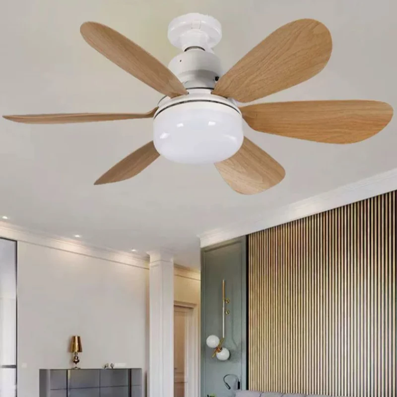 40W E27 Wood Grain Square Leaf Ceiling Fan With Light Remote Control Dimmable Base Smart Electric Fan Ceiling Led Light