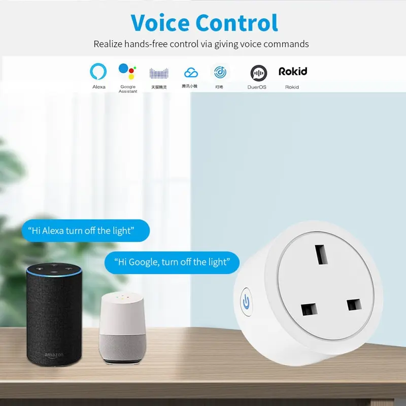 TUYA WIFI Smart Socket 20A UK Plug Power Monitor Voice Control Timing Work with Alexa Google smart plug smart switch