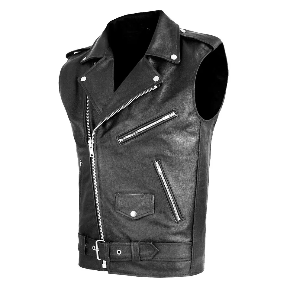 Men's Casual Sleeveless Leather Motorcycle Vest