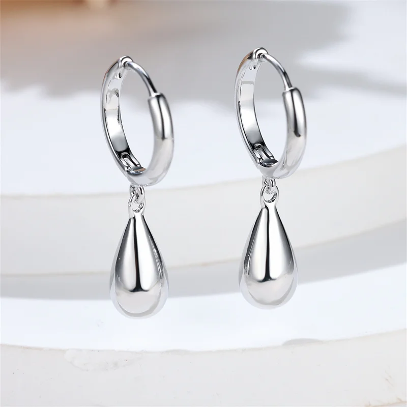 Charm Female Big Water Drop Hoop Earring Luxury Yellow Gold Color Earrings For Women Simple Metal Wedding Jewelry