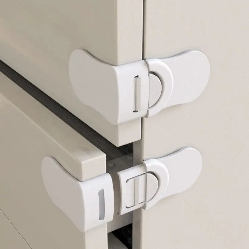 Safety Lock 5Pcs White Locks Right Angle Baby Safety Drawer Child Safety Cabinet Locks