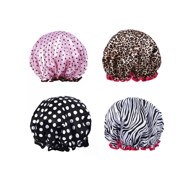 Double Layer Waterproof Shower Cap Can Be Set Shower Cap Female Waterproof Bath Home Makeup Head Cover