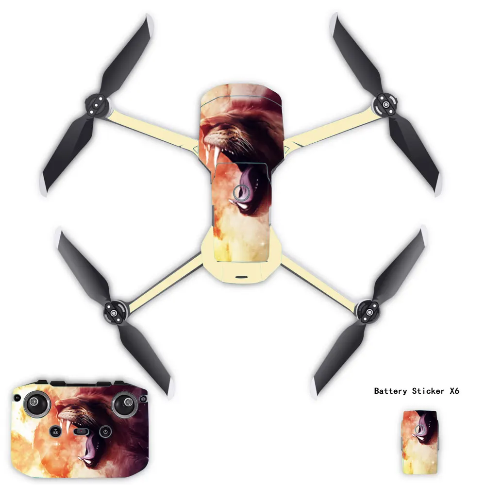 PVC Stickers Waterproof Skin Decals for DJI Mavic Air 2 Decal Skin Sticker Drone Body + RC + 3 Battery Protection Film Cover set