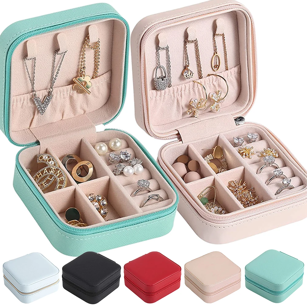 Portable Jewelry Storage Box Candy Color Travel Storage Organizer Jewelry Case Earrings Necklace Ring Jewelry Organizer Display