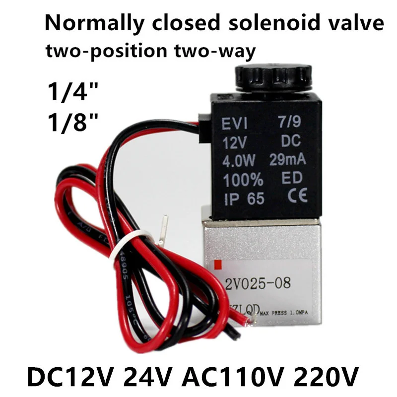 

Normally Closed brass Solenoid Valve 1/4" 1/8" DC 12V 24V 110V 220V 2 Way Direct-acting Pneumatic Valves For Water Air Gas Hot