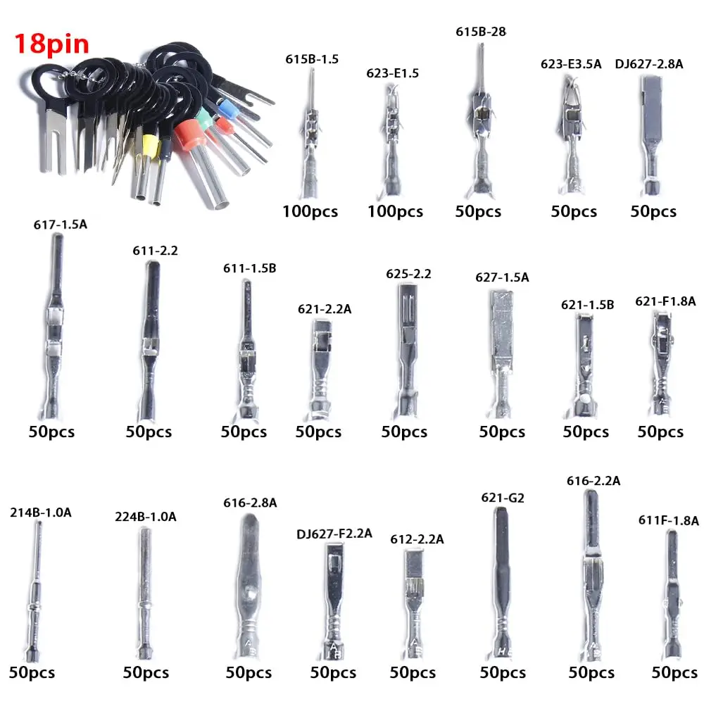 Automotive pin Connector 1/1.5/1.8/2.2/2.8/3.5mm Terminal Car Electrical Wire Removal Non-Insulated Plug Male Female Crimp Pins