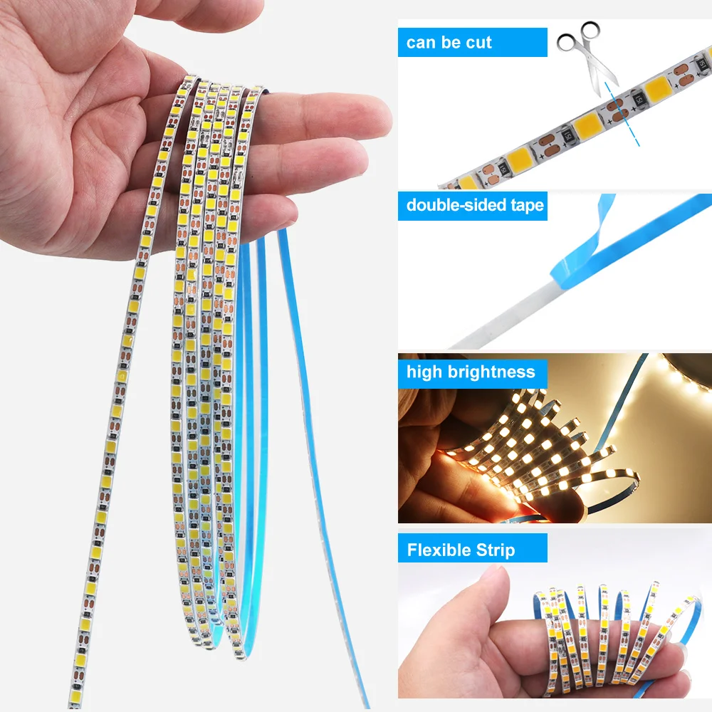 รูปสินค้า LED Strip Light 3 มม. ยืดหยุ่น แสงอุ่น ติดตั้งง่าย