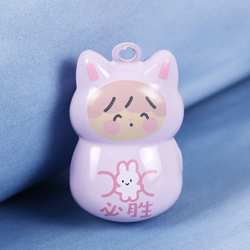 Fortune Doll Cartoon Metal Jingle Bell Charms Necklace Pendant Bracelet Hanging Charms Jewelry Findings Decoration