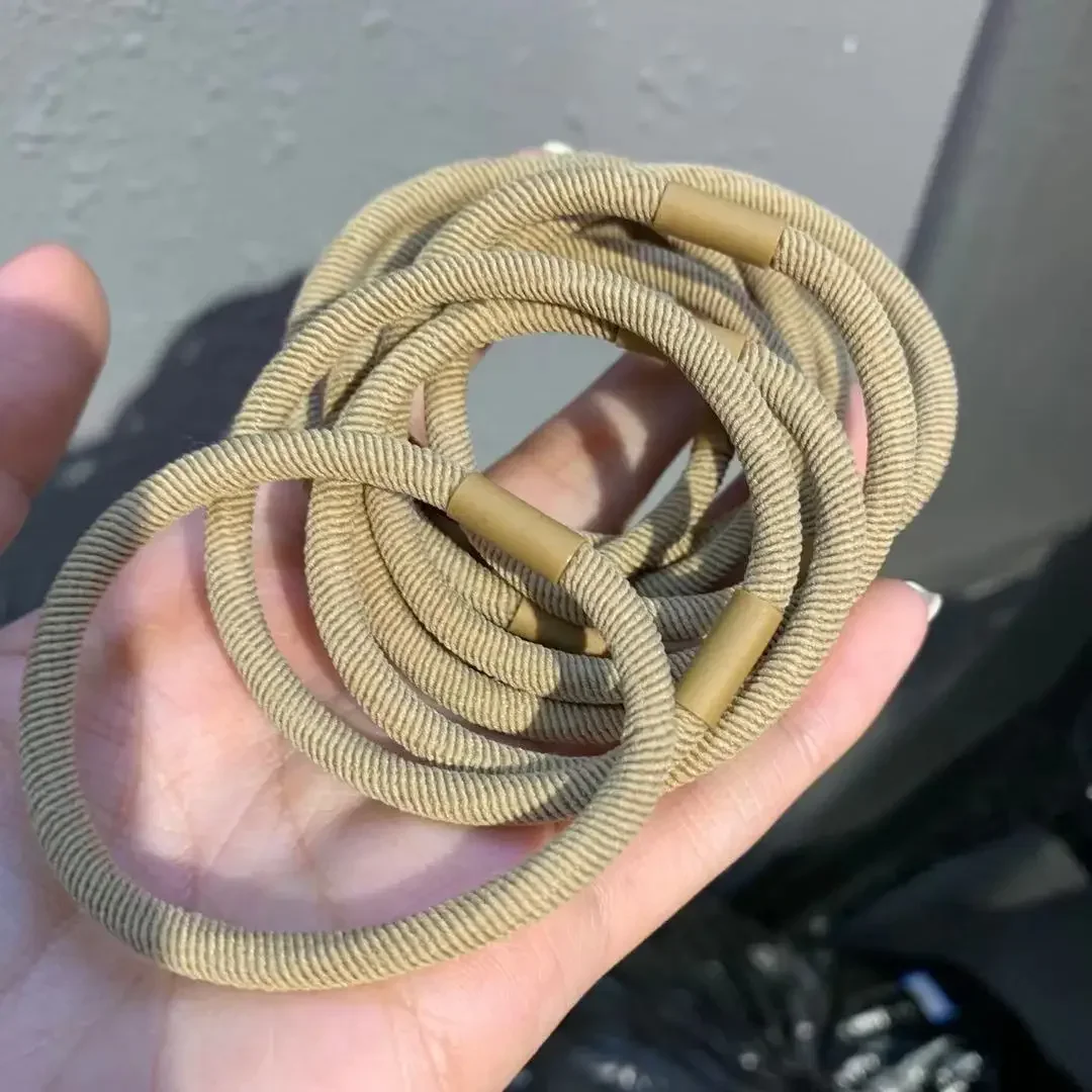 Set of 10 Durable Screw Thread Pattern Elastic Hairbands