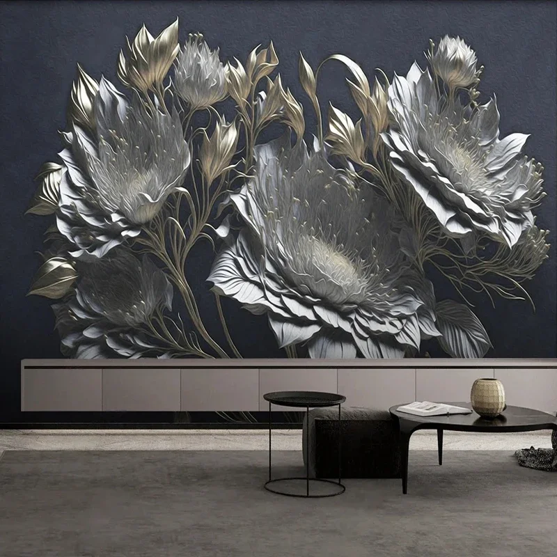 Art Wallpaper Waterproof 3D Stereo Relief Flowers Photo Mural Paper Sticker for TV Walls Panels for Interior Decoration Home