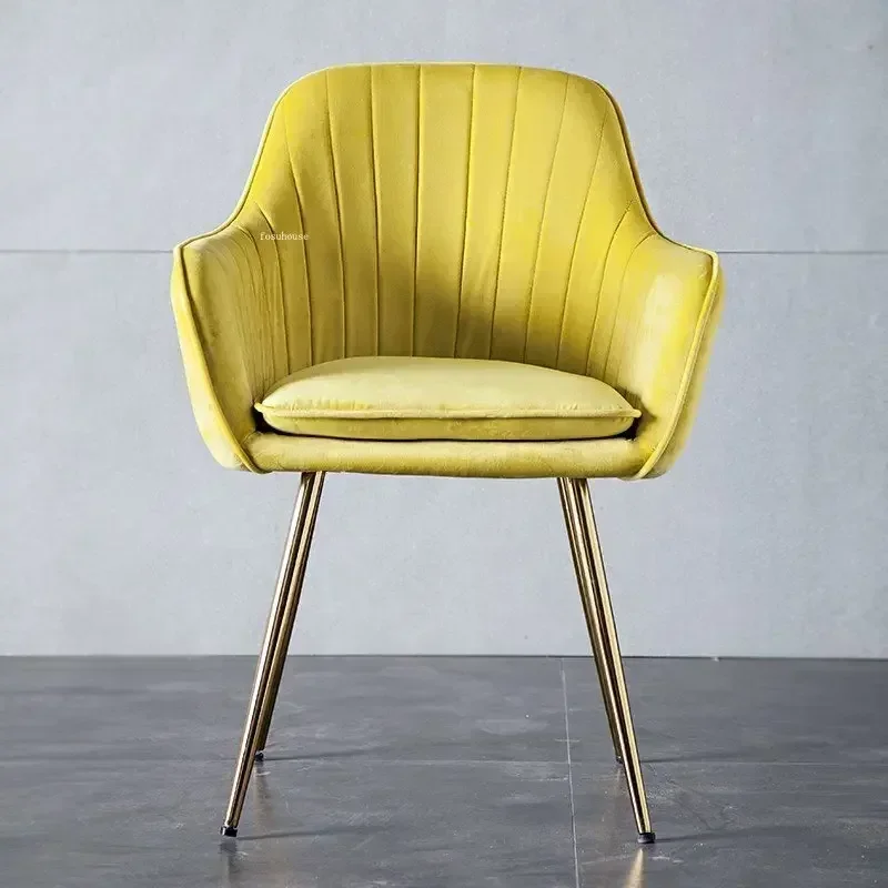 Modern Velvet Dining Chairs For Household Living Room Chair Minimalist Kitchen Furniture Backrest Creative Dining Room Chair K