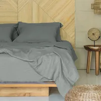 Pure Linen Soft Bed Sheet Set for Queen,King,Single,Full Size Bed (1 Flat Sheet,2 Pillowcases), Farmhouse Bedding Bedsheet 4