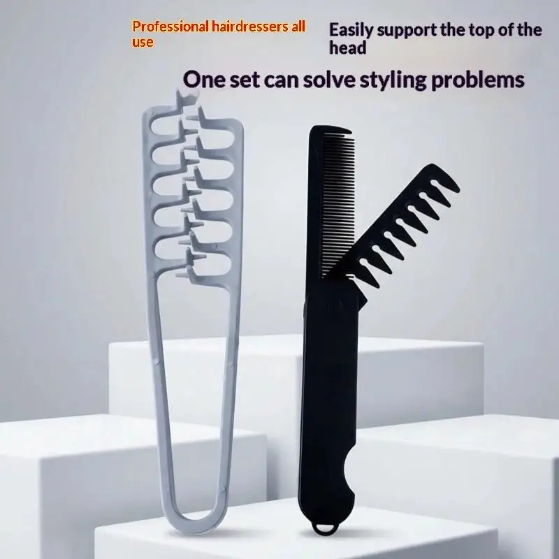 2 Pezzi Pettine Texturizzante Pieghevole a Denti Larghi per Capelli Voluminosi, Strumento Multifunzionale per lo Styling Uomo Donna - immagine 3