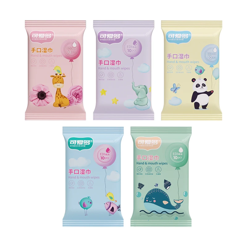 10 Pack Hypoallergenic Hand & Mouth Wipes, Alcohol-Free Thick Soft Wipes for Sensitive Skin,Gentle Cleaning Wipes