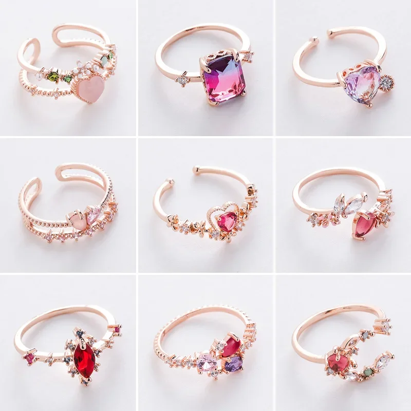 Anillo Ajustable de Cristal con Flor Elegante