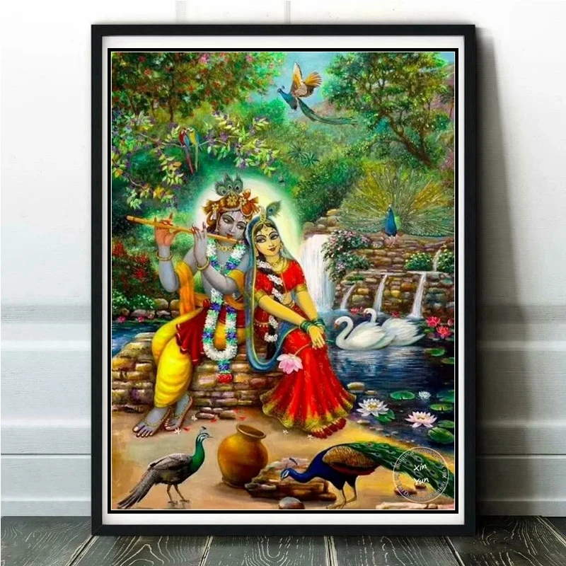 Abstract Krishna Radha DIY 5D Diamond Painting by Numbers Kit on