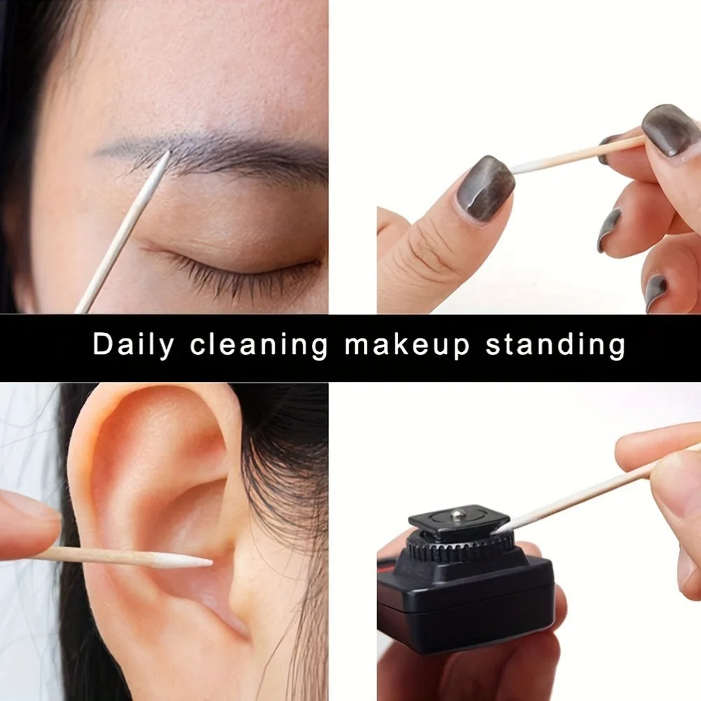 900/100/300 stücke Einweg Holz Micro Bud Tupfer Fusselfreie Wimpern Verlängerung Kleber Entfernen Werkzeuge Make-Up Mini Pinsel – Detail 4