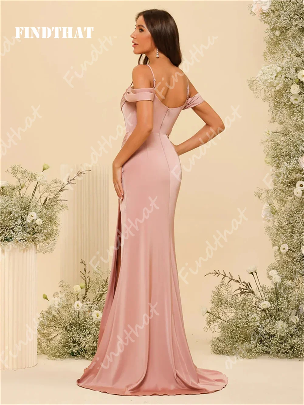 Bridesmaid Dresses Findthat Off Shoulder Spaghetti Straps Satin Bridesmaid Dresses Elegant Zipper Back Evening Gown Wedding Guests Dress Customized